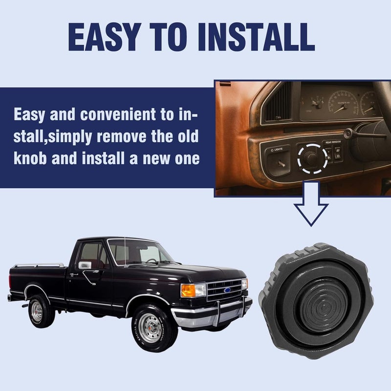 SANJOON Octagonal Windshield Wiper Switch Knob Compatible with 1985-1989 1990 1991 Ford F-100, F-150, F-250, F-350 Bronco Truck Octagonal Knob Replacement(1 Pcs,Grey) - Image 4